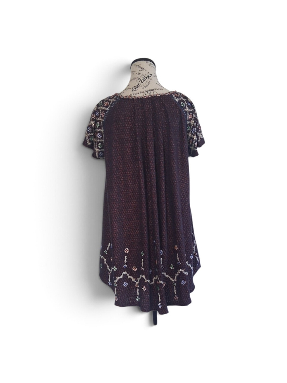 Free People Purple Orange Sequin Embroidered Shift Mini Dress Size S Boho - Picture 4 of 5